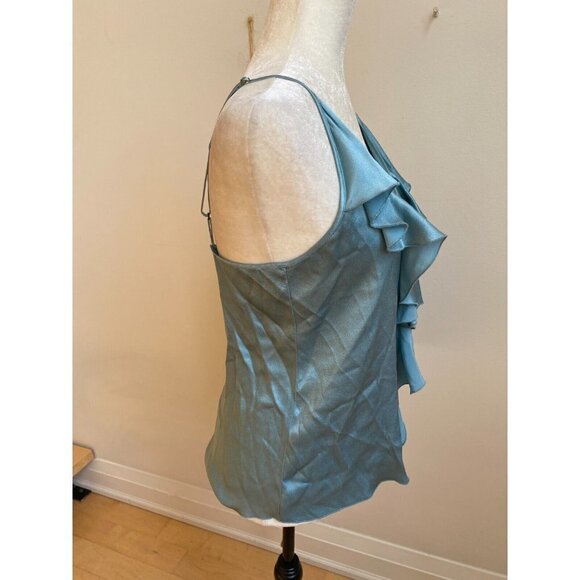 FORTE Forte New Aqua Marine Tank Top Women BNWOT Silk Blend Ruffles - Picture 4 of 8